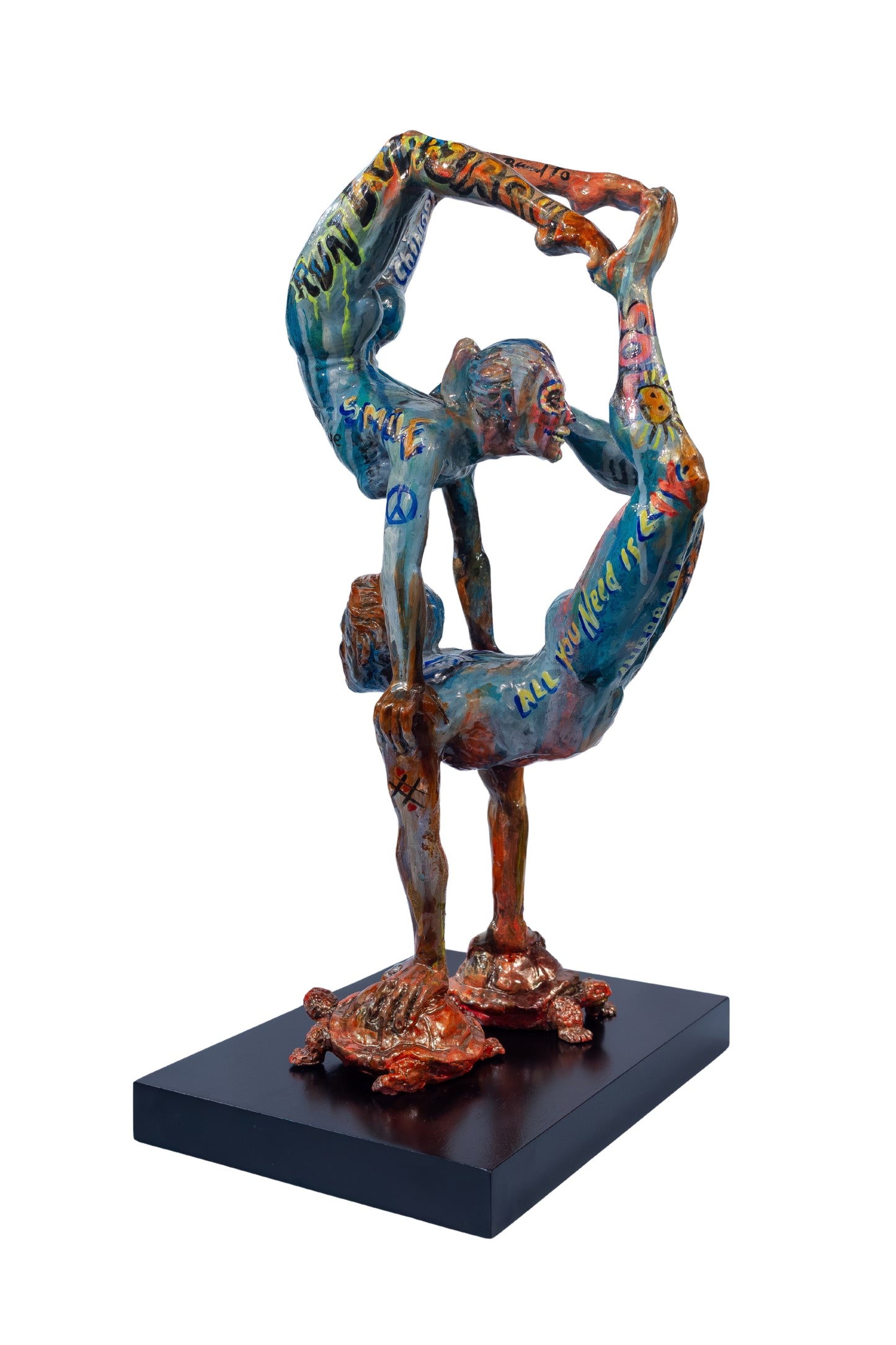 Escultura moderna / Resina - Tortugas hasta el fondo, coordenadas: 1.618033...?