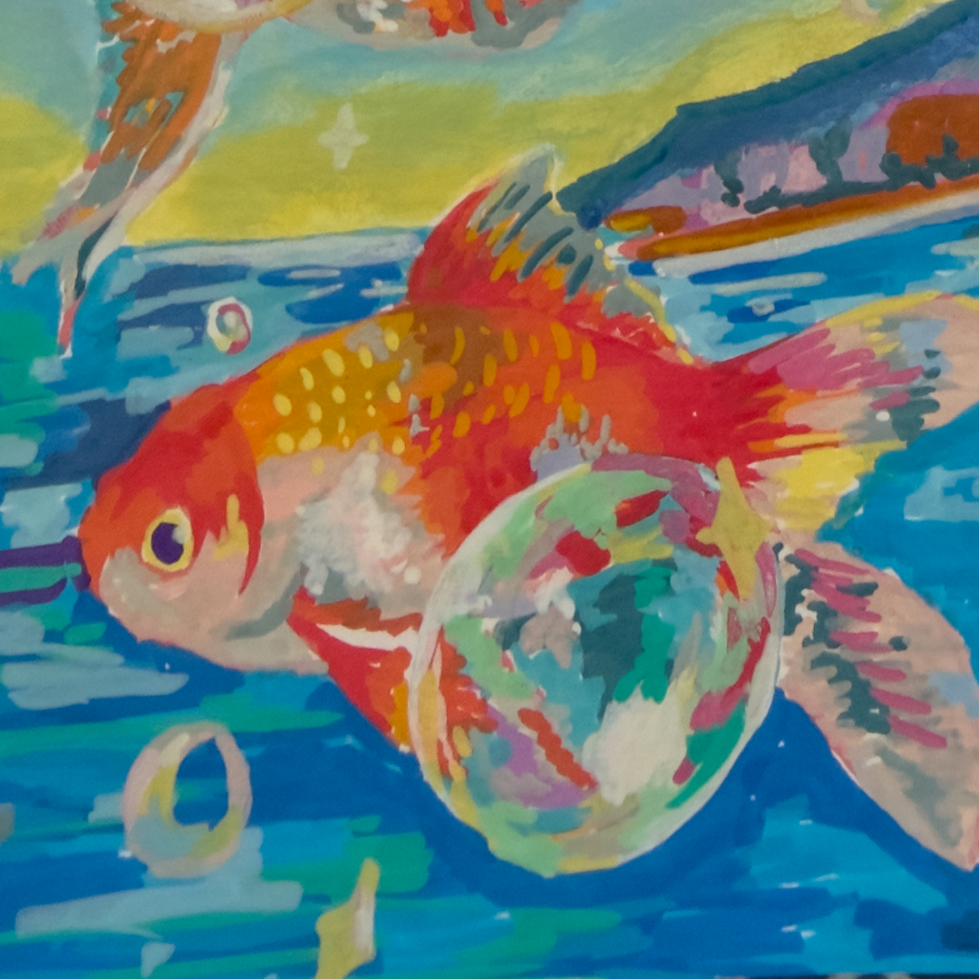 Pintura acrílica - Peces koi