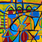 Mosaico en fondo amarillo