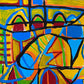 Mosaico en fondo amarillo