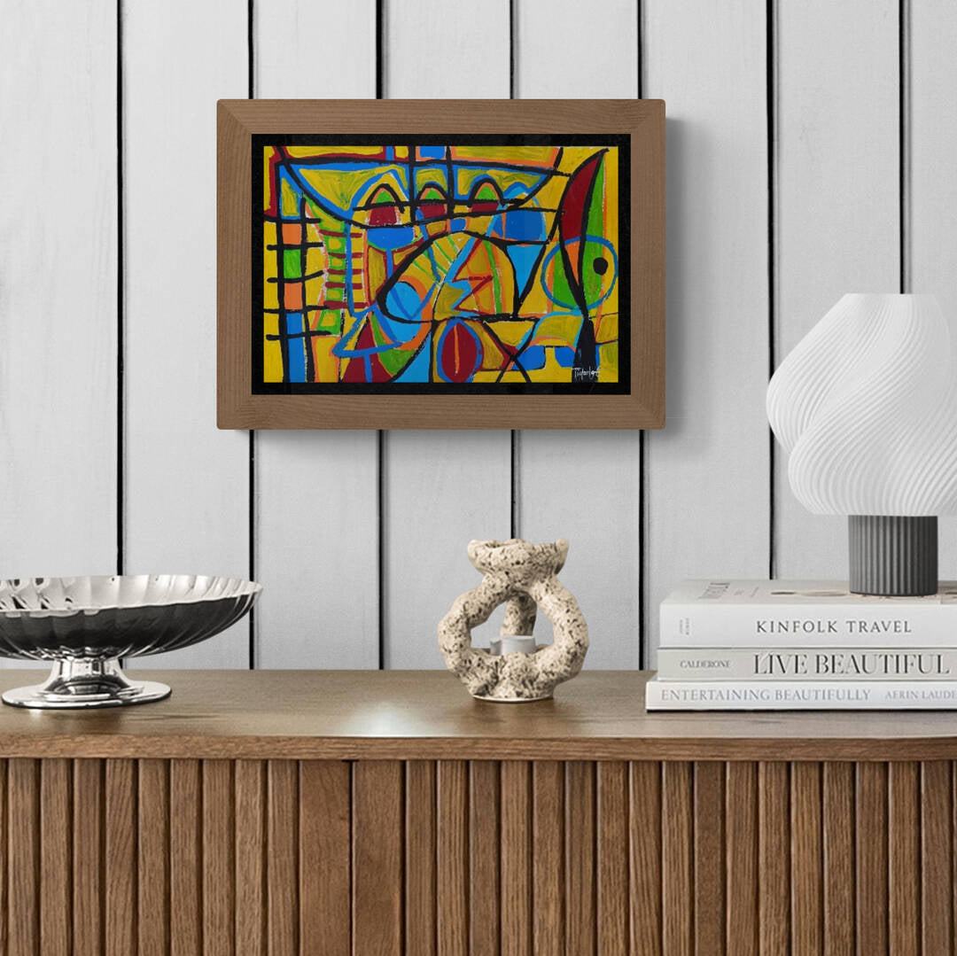 Mosaico en fondo amarillo
