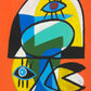 Retrato en fondo naranja plática