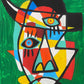 Retrato en fondo verde sombrero