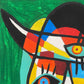 Retrato en fondo verde sombrero
