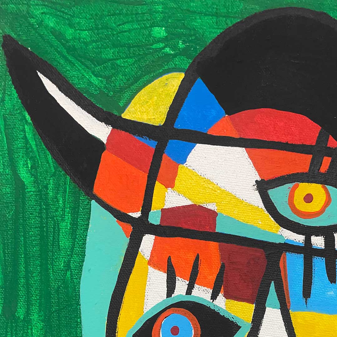 Retrato en fondo verde sombrero