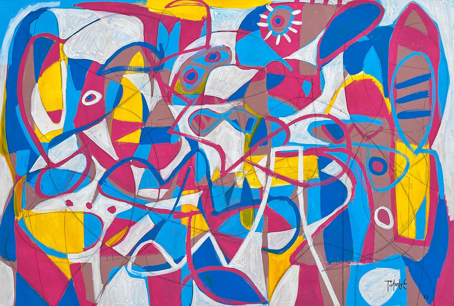 Improvisación rosa y azul