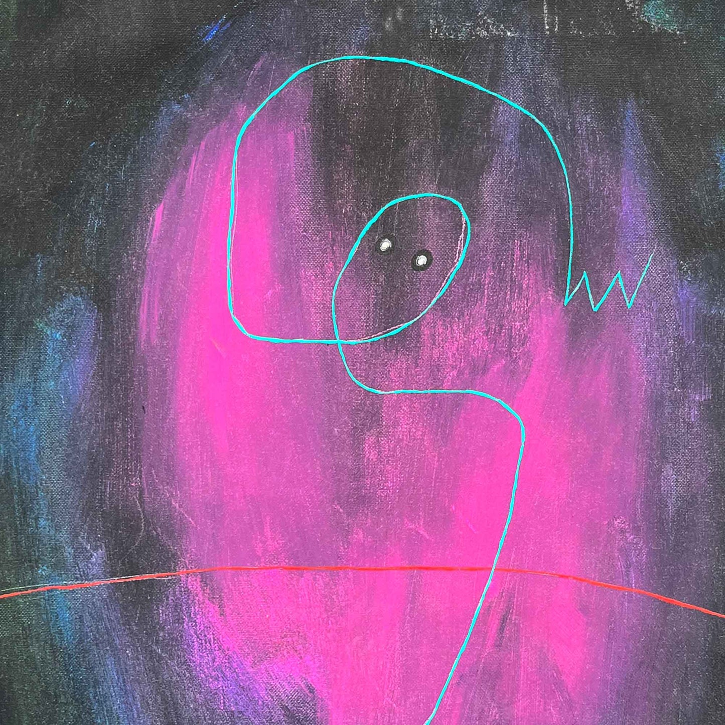 Personaje en línea azul y fondo negro