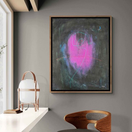 Personaje en línea azul y fondo negro