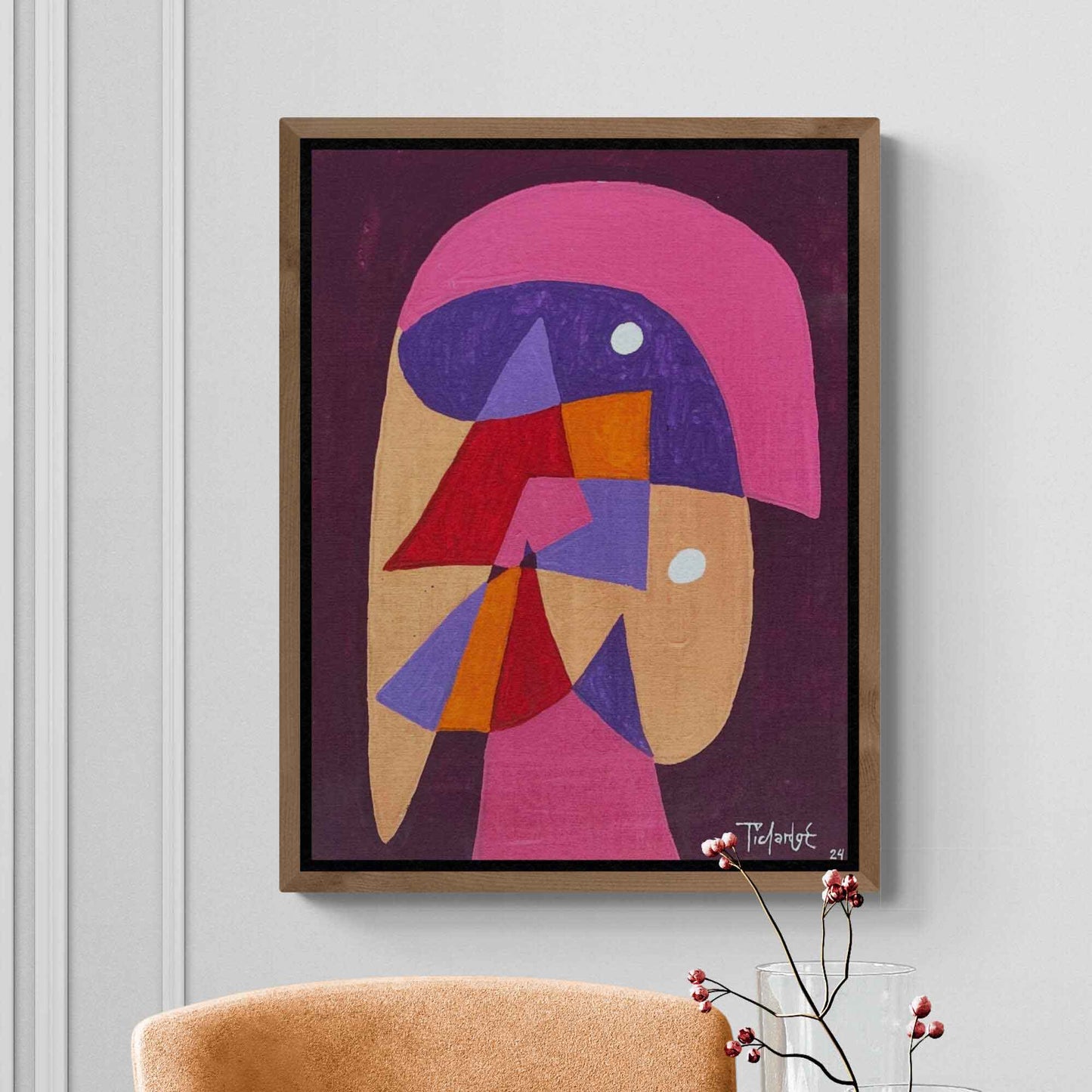 Retrato en rojos y violetas