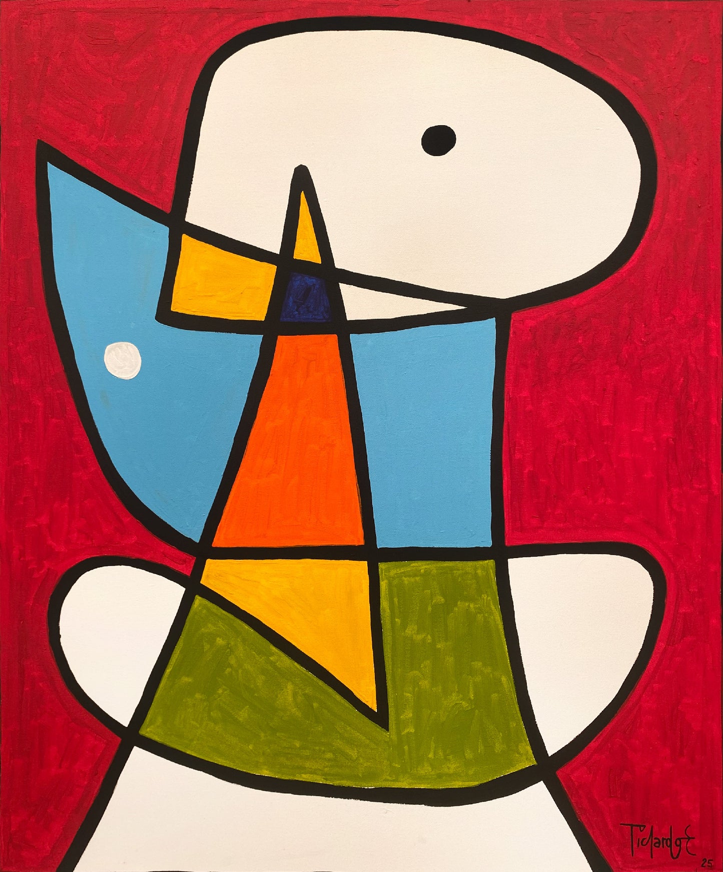 Retrato en fondo rojo