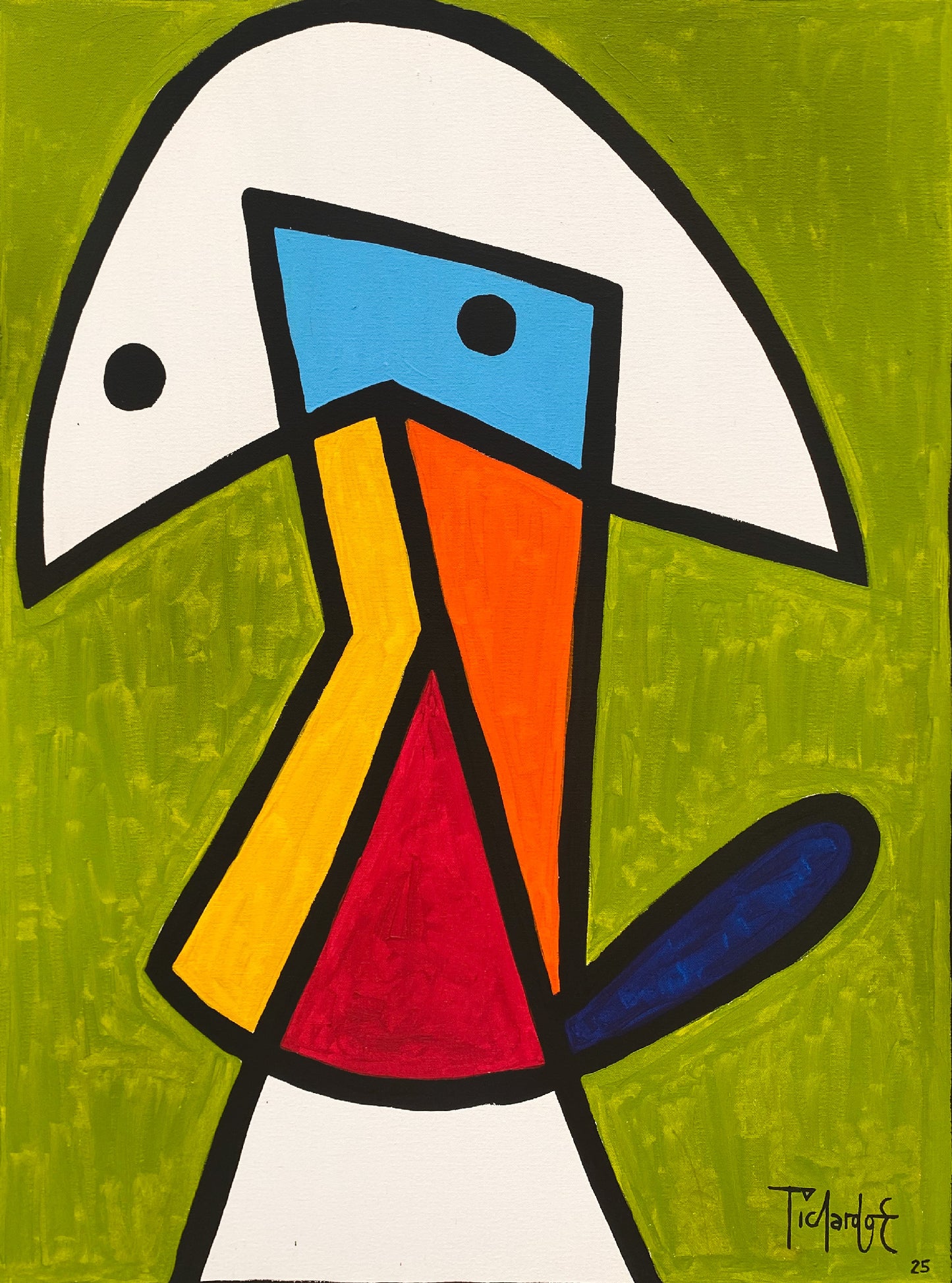 Retrato en fondo verde