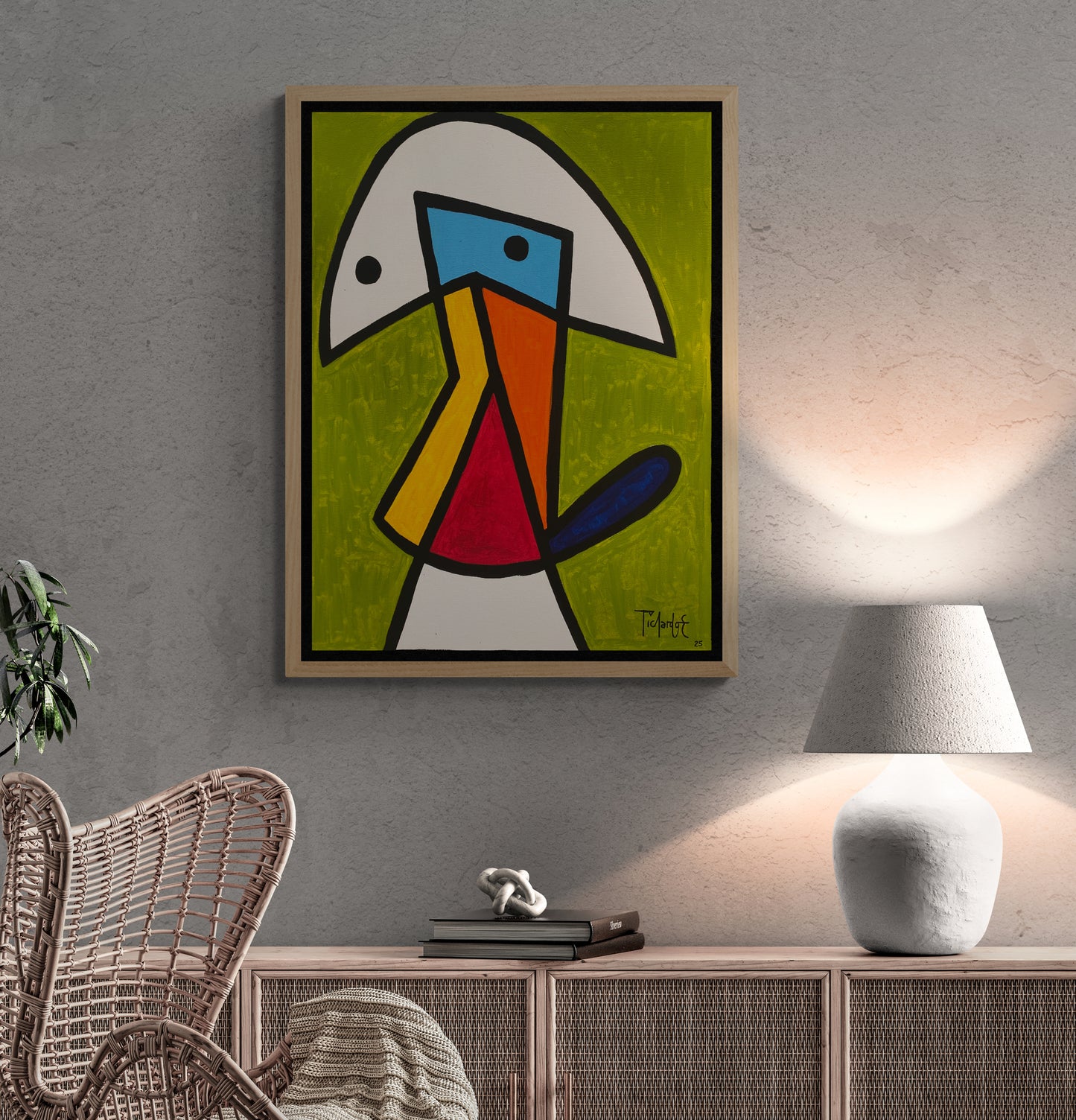 Retrato en fondo verde