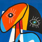 Retrato en fondo azul