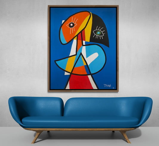Retrato en fondo azul