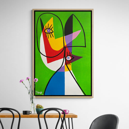 Retrato en fondo verde
