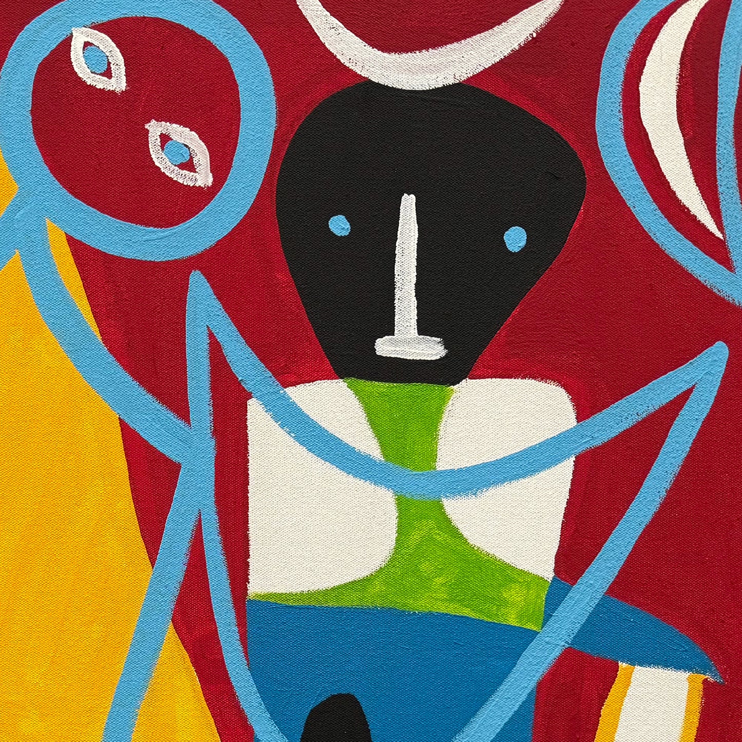 Personajes en fondo rojo