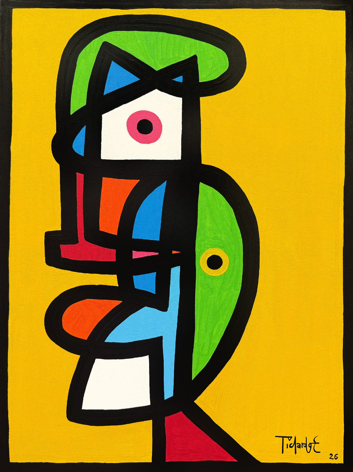 Personaje en fondo amarillo