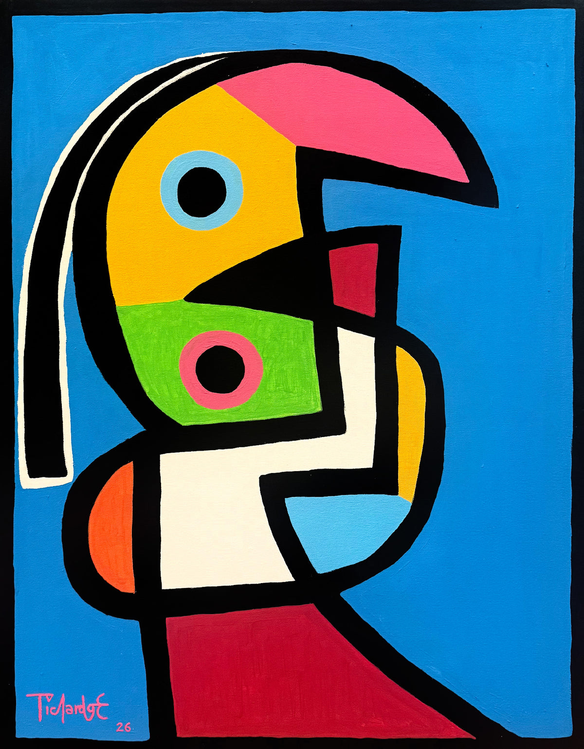 Personaje en fondo celeste