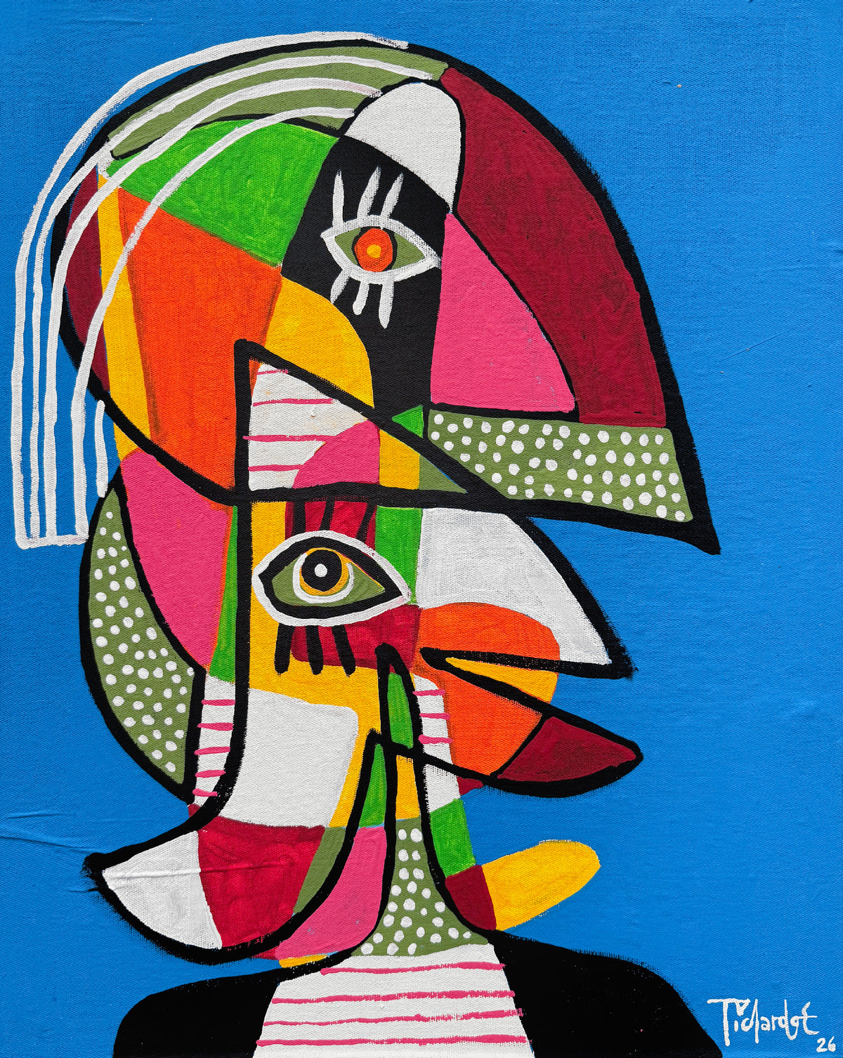 Retrato en fondo azul
