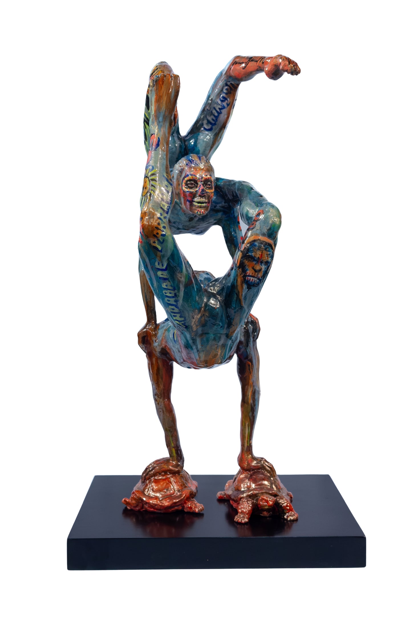 Escultura moderna / Resina - Tortugas hasta el fondo, coordenadas: 1.618033...?