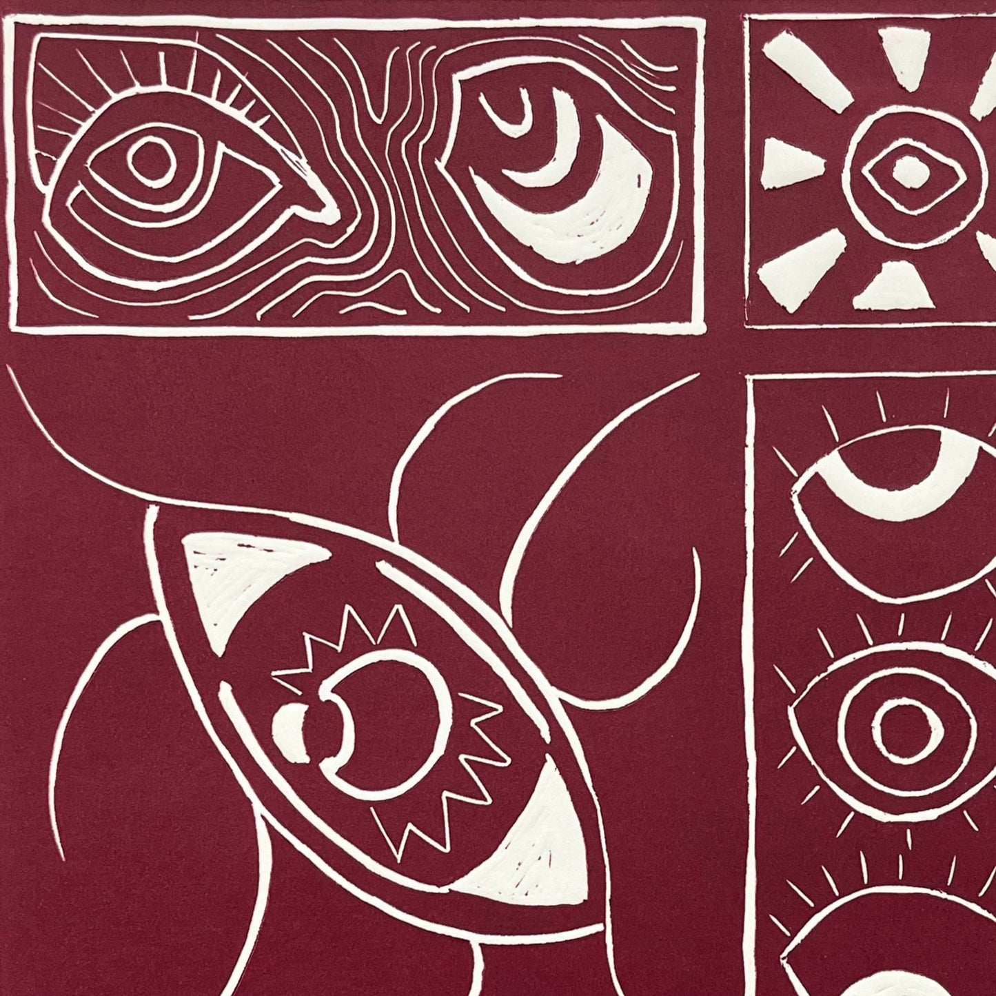 linograbado  Ojos rojos