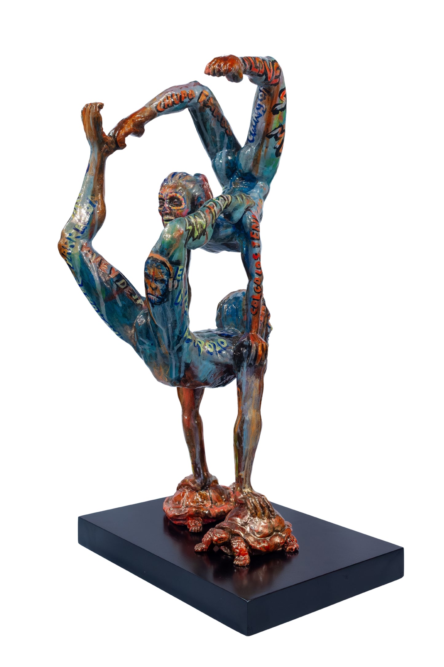 Escultura moderna / Resina - Tortugas hasta el fondo, coordenadas: 1.618033...?