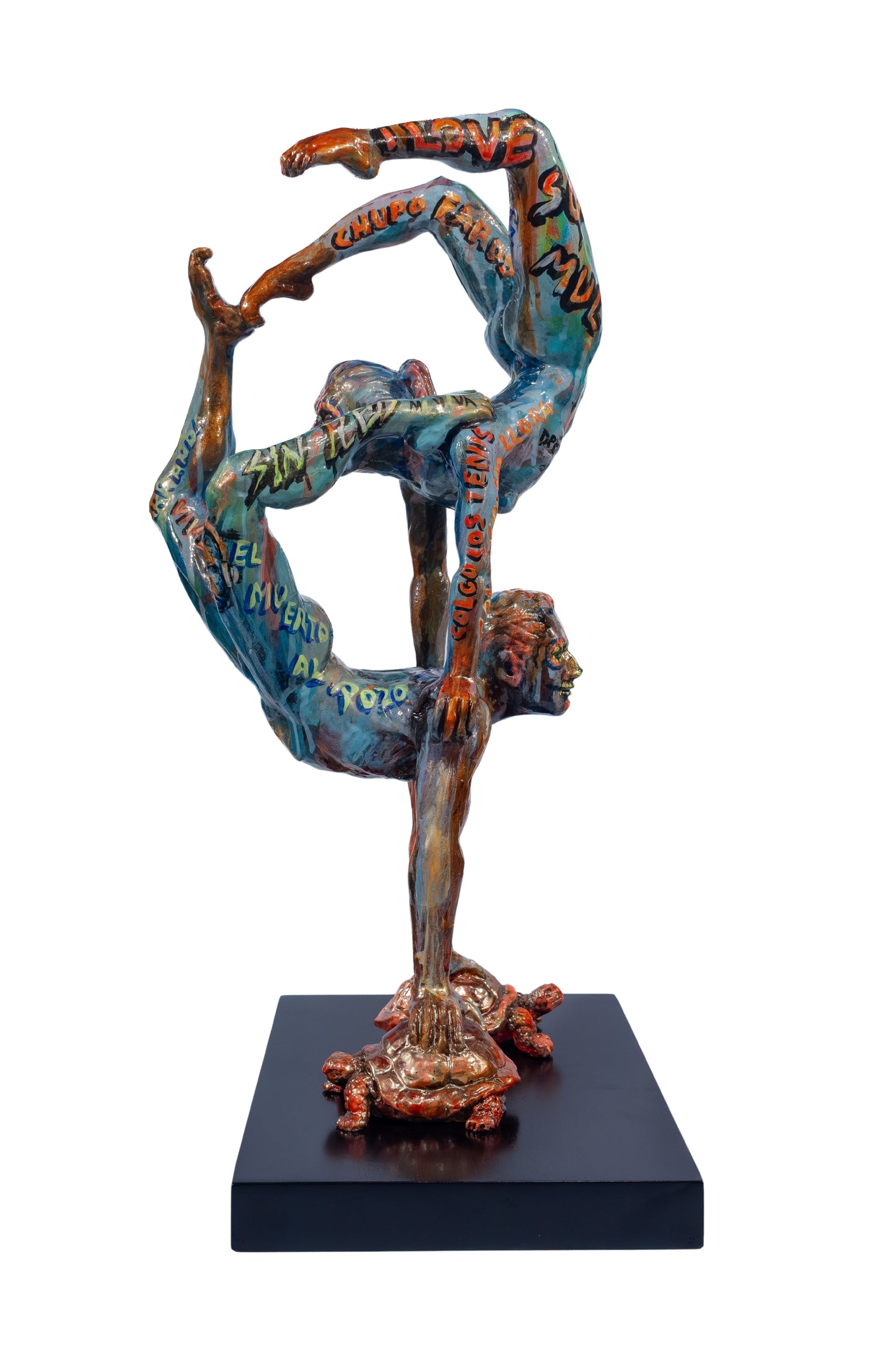 Escultura moderna / Resina - Tortugas hasta el fondo, coordenadas: 1.618033...?