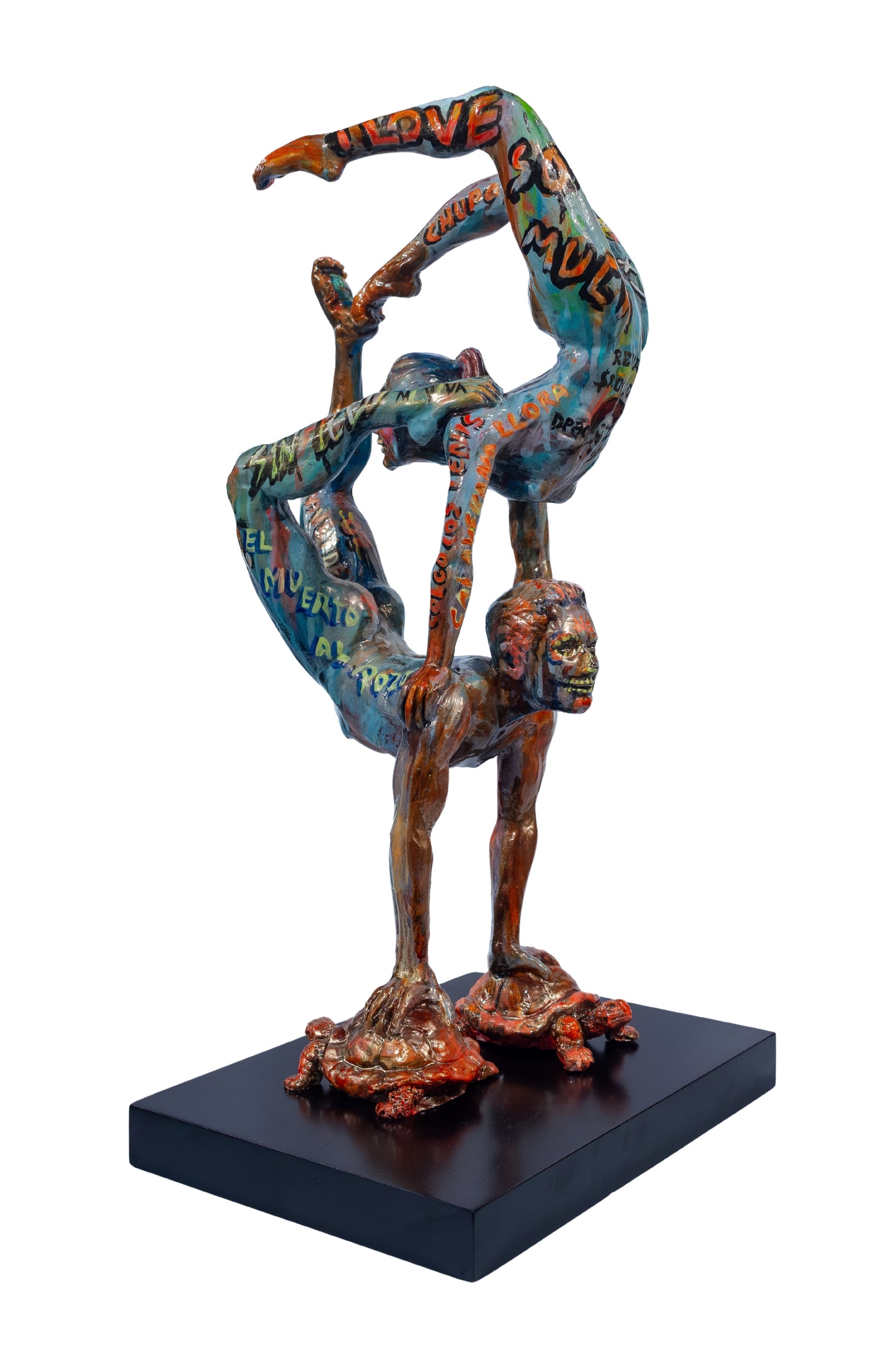 Escultura moderna / Resina - Tortugas hasta el fondo, coordenadas: 1.618033...?