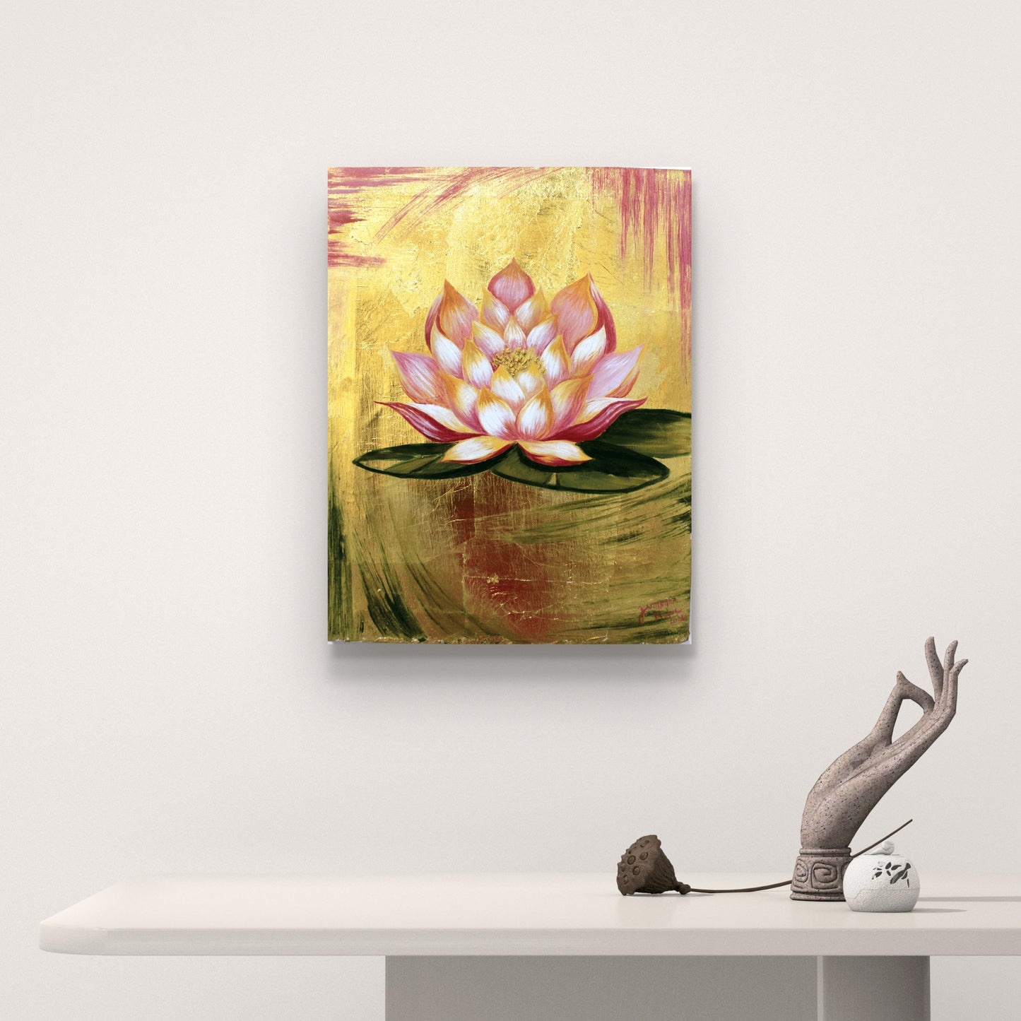 Arte moderno - Loto sobre oro - óleo