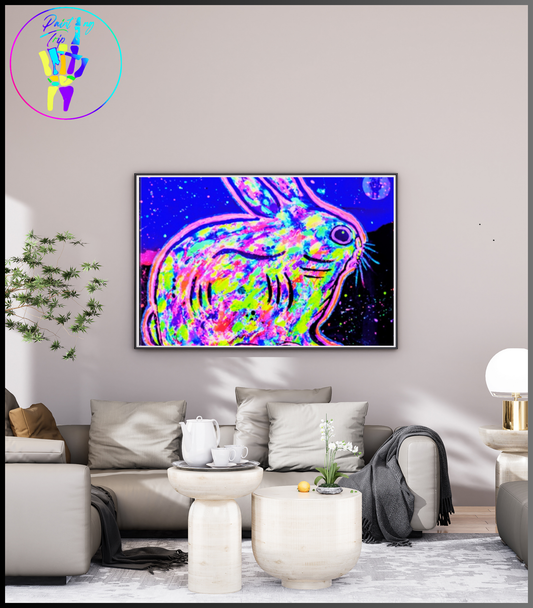 Cuadro Decorativo Neon - Conejo