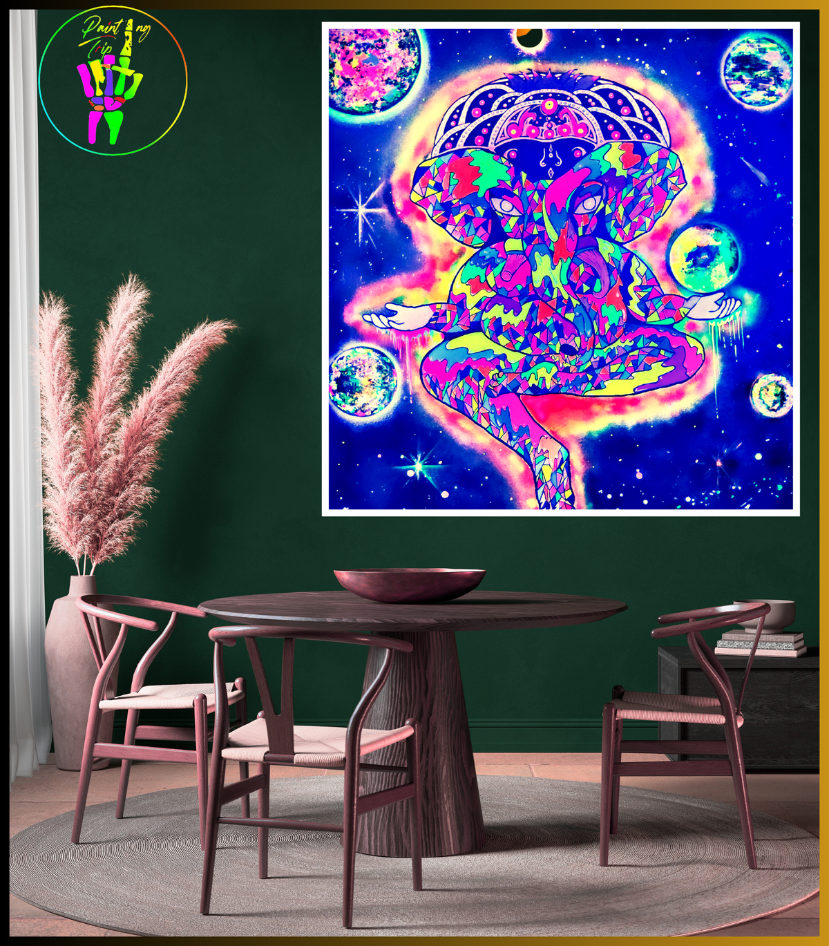 Cuadro Neon Moderno-Ganesha Cosmic Neon