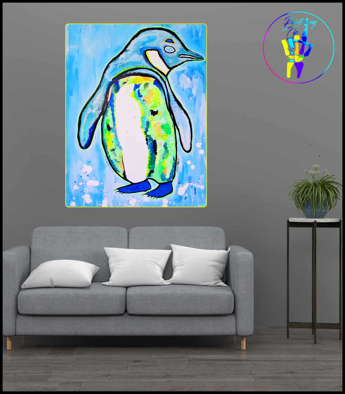 Cuadro Neon Moderno-Pinguino
