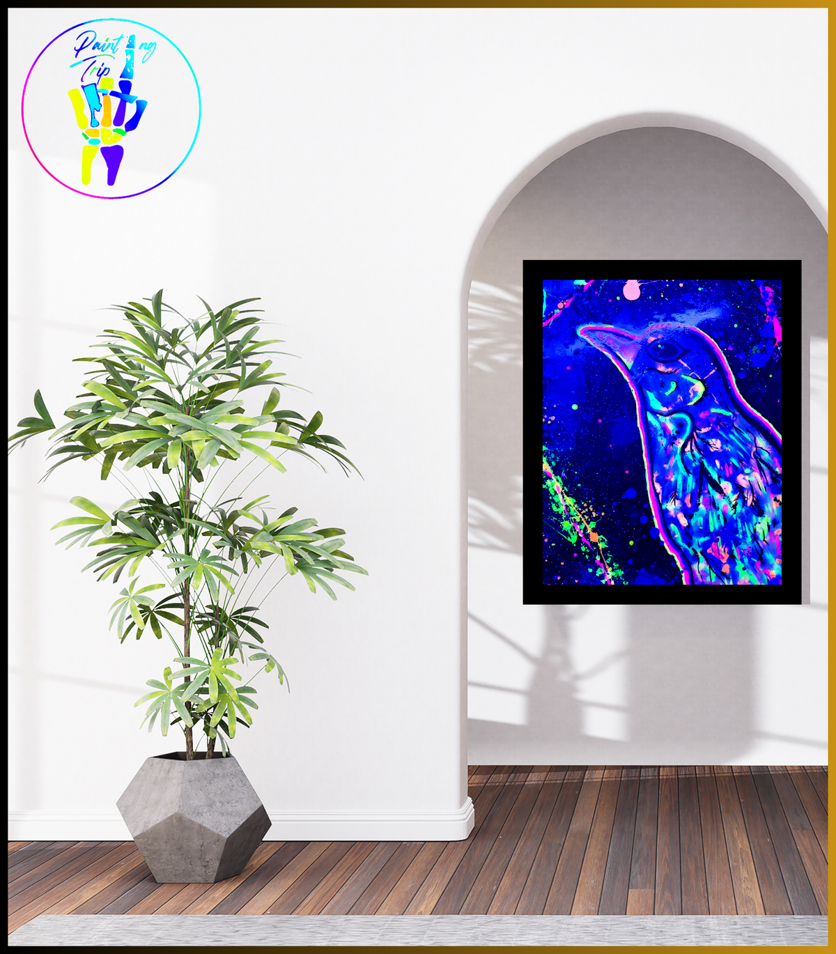 Cuadro Neon Decorativo-Pajaro Carpintero.