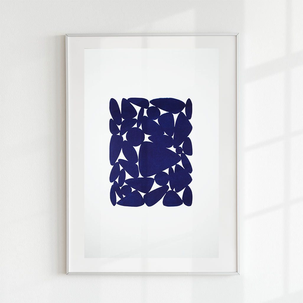 Pebbles Azul - Linografia- Arte decorativo