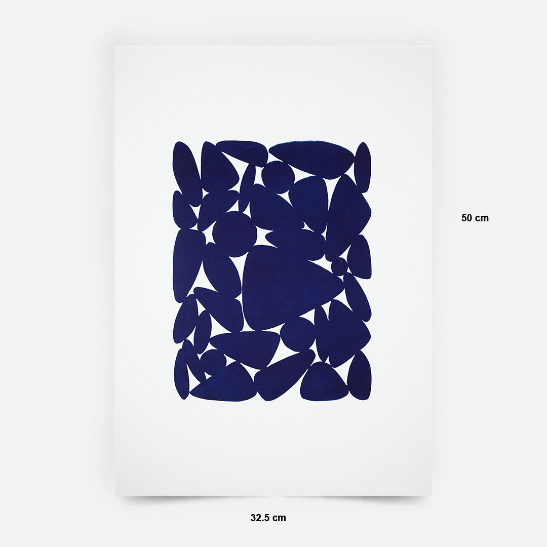 Pebbles Azul - Linografia- Arte decorativo