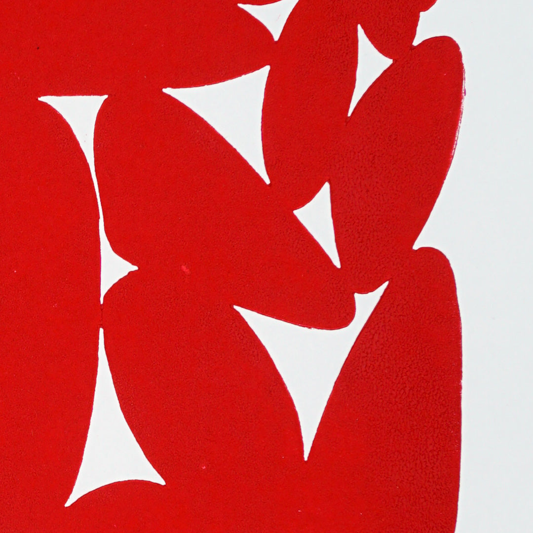 Pebbles Rojo - Grabado en linóleo - Arte decorativo