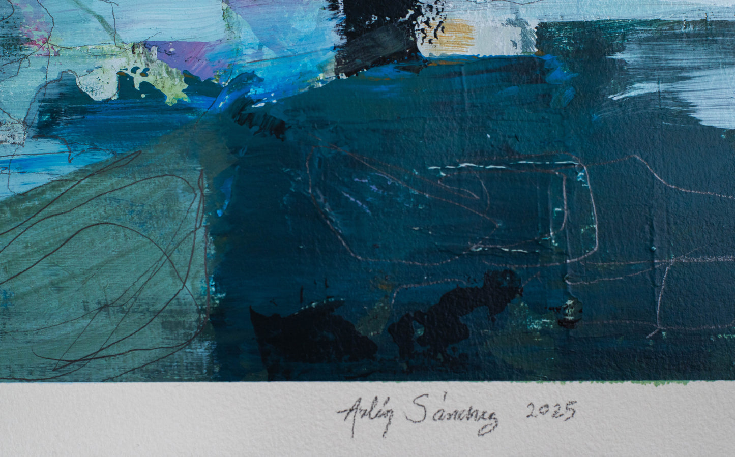 Pintura abstracta - Paisaje marino en azul