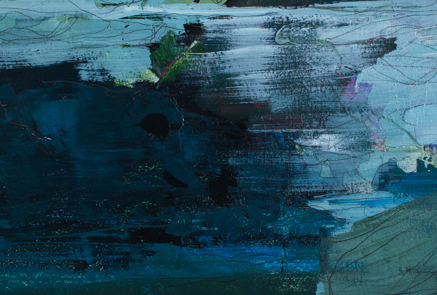 Pintura abstracta - Paisaje marino en azul