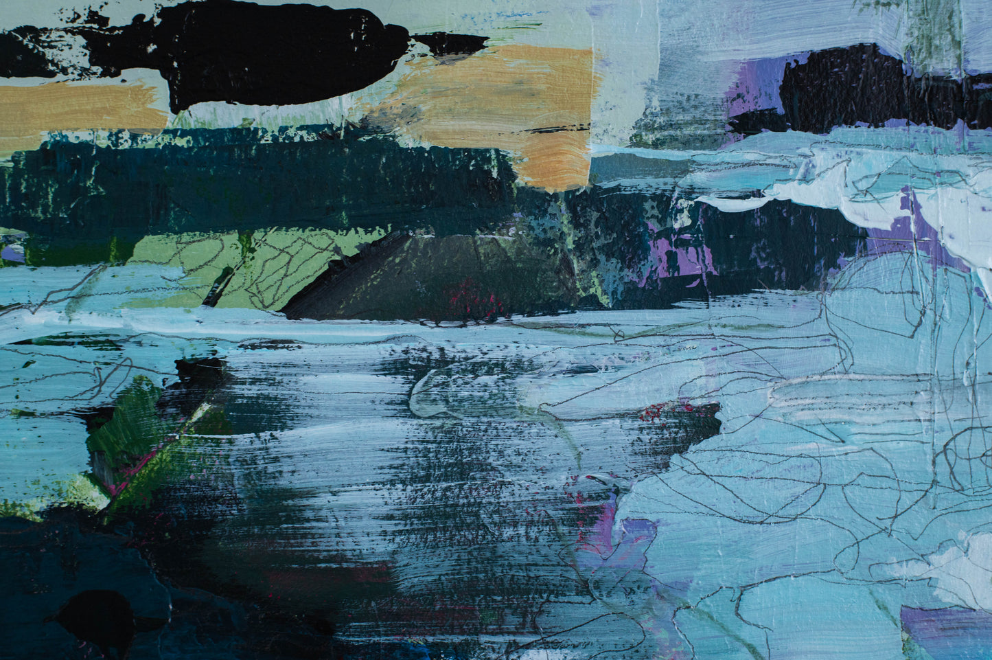 Pintura abstracta - Paisaje marino en azul