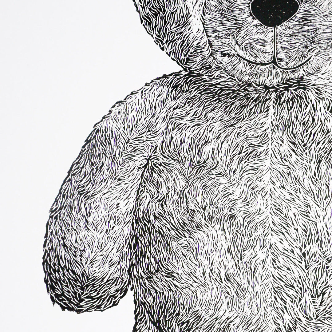Osillo 01 negro - Grabado en linoleo - Arte moderno