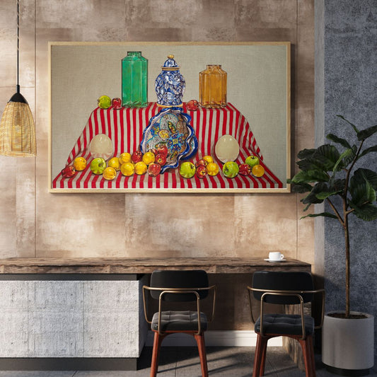 Naturaleza muerta con huevos de avestruz