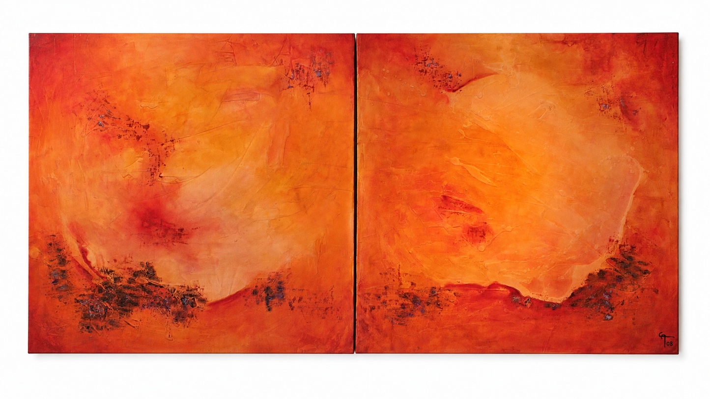 Pintura acrílica - Bajo cielos encendidos (díptico)