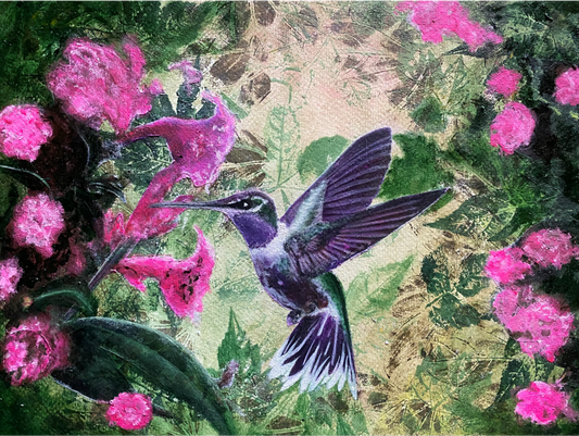 Colibrí con compañía rosa