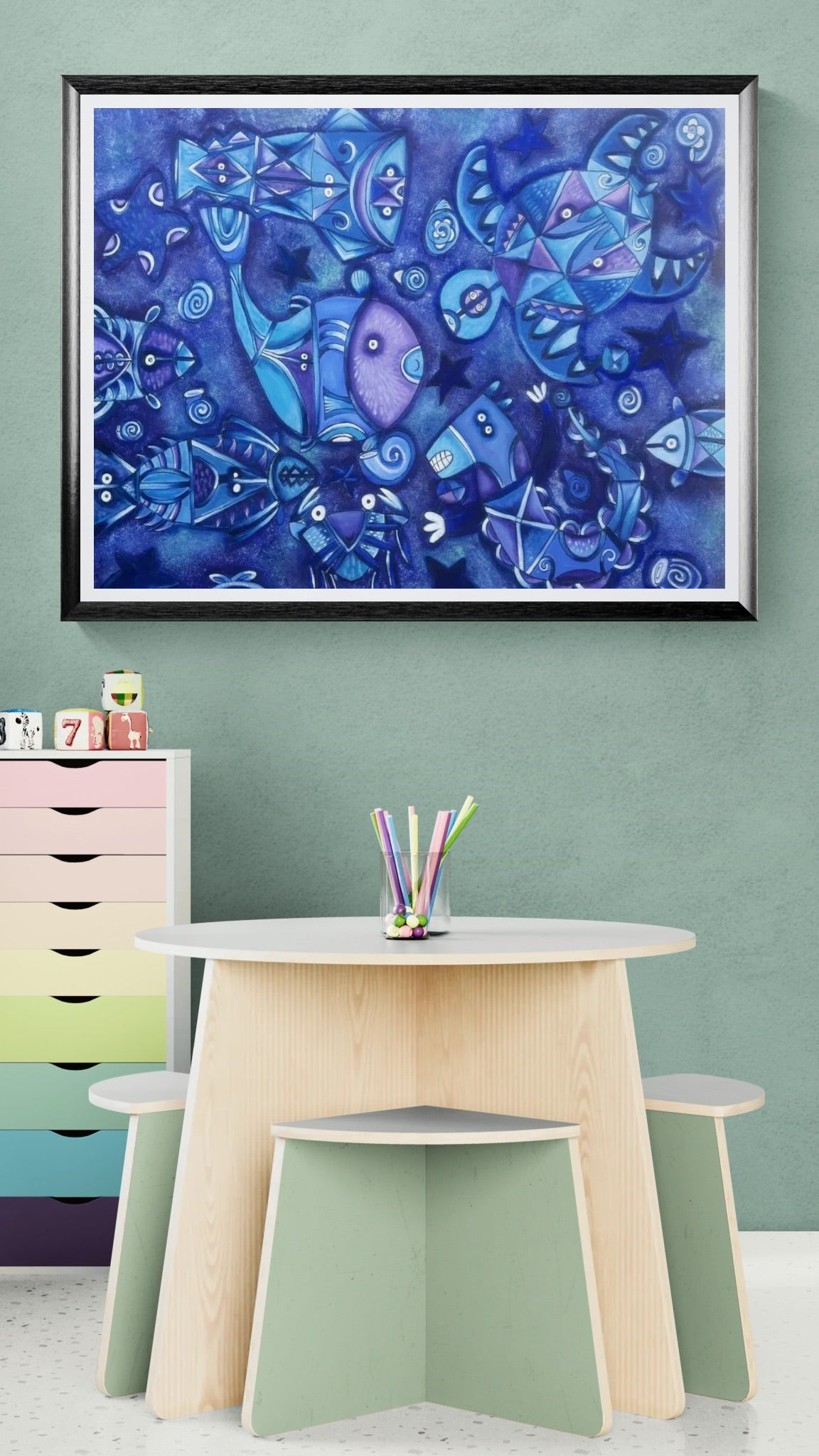 Obra de Arte Origina - Las Maravillas de la Profundidad del Mar