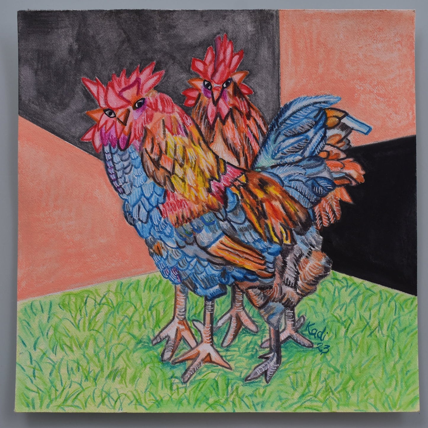 Pintura- Cinco gallos