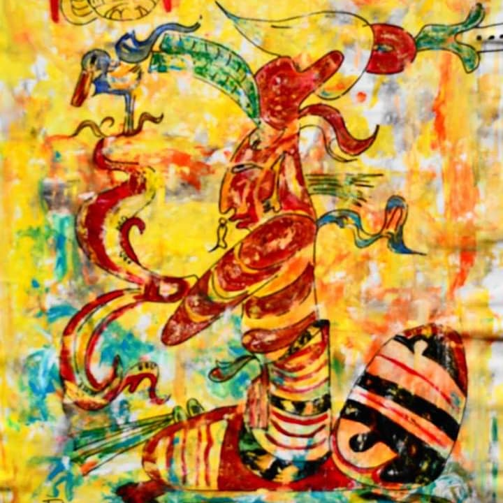 Pintura Abstracta - El Rey del Maíz Maya