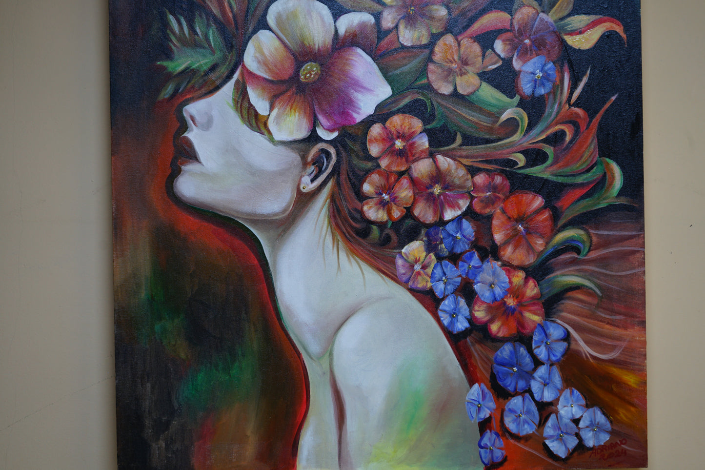 Woman with flowers