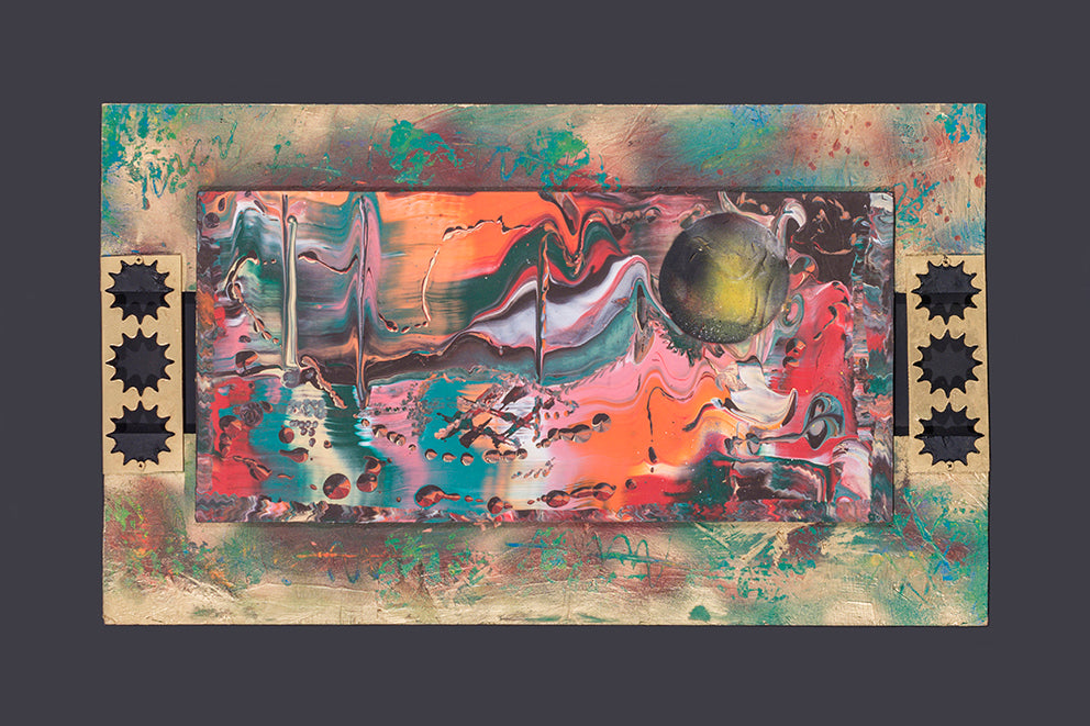 Trabajo abstracto en acrílico fluido con contrastes vibrantes y texturas - Obra de arte original Convivencia Exitosa