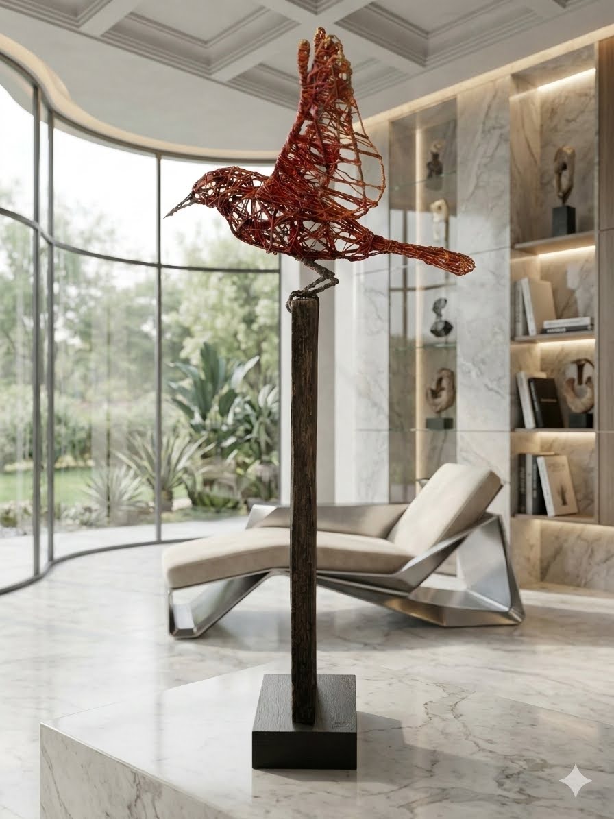 Escultura de alambre - Vuelo de otoño