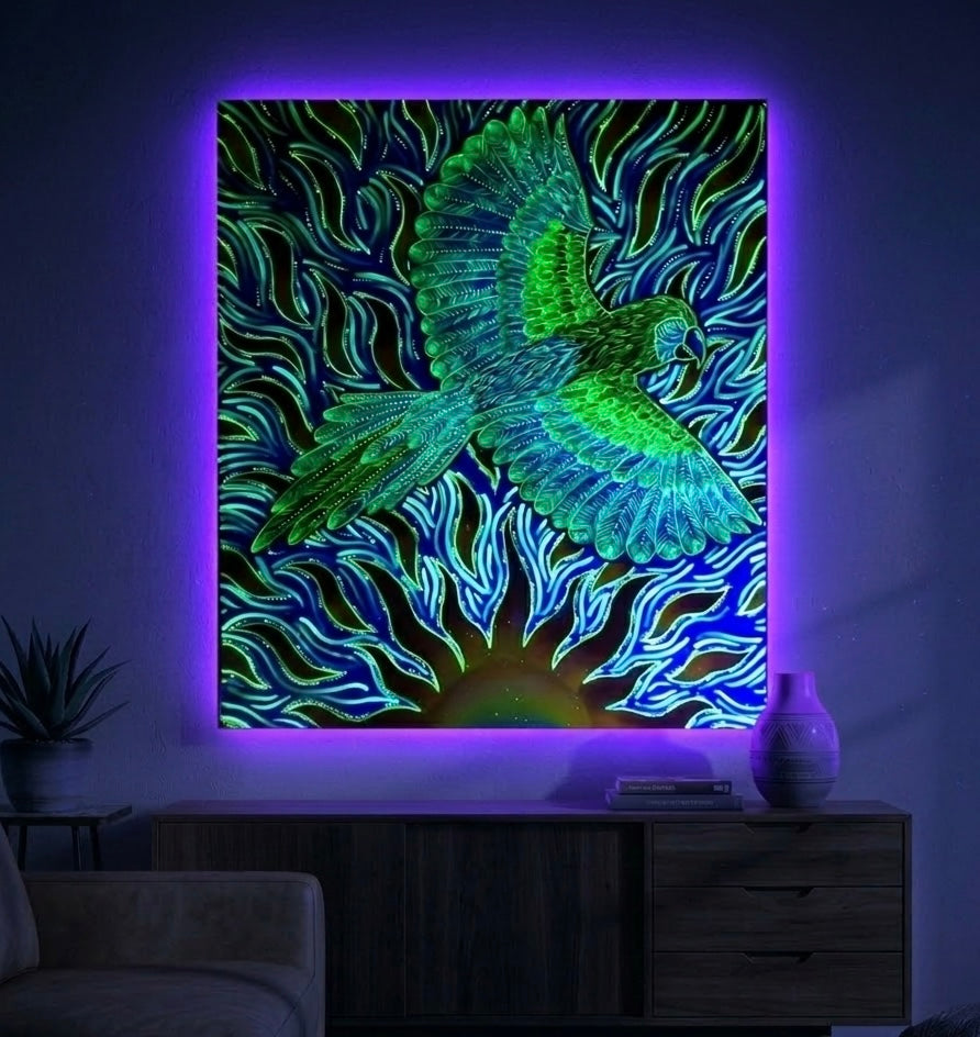 Arte contemporaneo- "AQ'AB'AL-GUACAMAYA ROJA"
